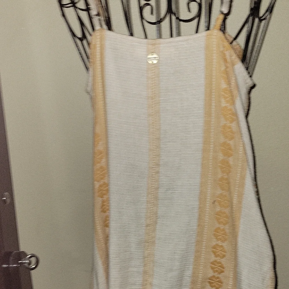 Rip Curl Cream and Gold Sun Dress Button Down Straps Sz MD $12 Price Drop $10 - Picture 6 of 7